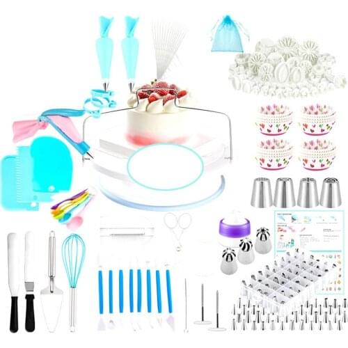 Cake Decorating Tools Pastry Nozzles Converter Cream Bag Turntable Scraper Icing Piping Tips Confectionery Baking Sets