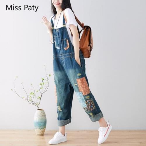 Fashionable boyfriend high waist ripped ladies vintage harem trouser overalls jeans for cowboys womans clothes jumpsuit pants