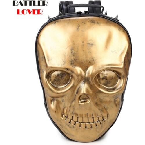 Personalized Street Cool Rock Men Backpack Grimace Pattern 3D Skull Backpack Funny Shoulders Bag Swisswin Package Purchasing