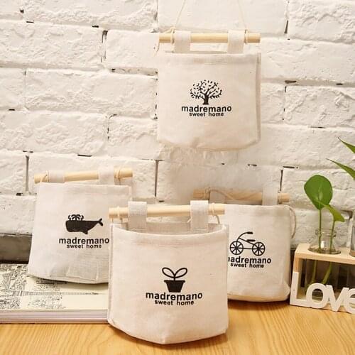 Door Hanging Storage Bag Cute Whale Hanging Bag Linen Pocket Storage Bag for Storing Household Items