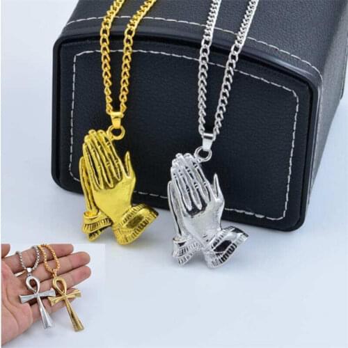 Popular Hip-Hop Punk Cross Crucifix Necklace Unisex Hand Pendant Choker Sweater Chain Within Link Necklace