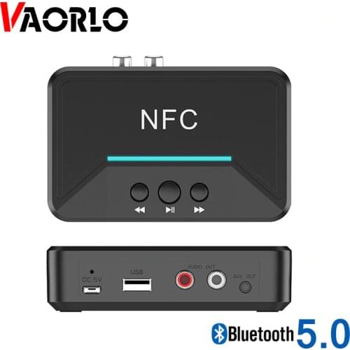 VAORLO NFC 5.0 Bluetooth Receiver A2DP AUX 3.5mm RCA Jack USB Smart Playback Stereo Audio Wireless Adapter For Car Kit Speaker
