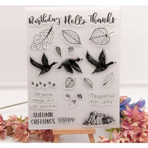 1pc Flying Goose Transparent Clear Silicone Stamp Seal DIY Scrapbooking Rubber Hand Account Album Diary Decor Reusable 15.5*20cm