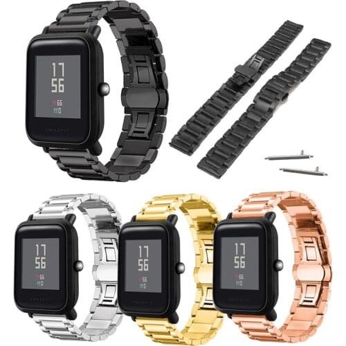 20mm 22mm Stainless Steel Band Strap Butterfly Buckle For Huami Amazfit Bip Lite S U