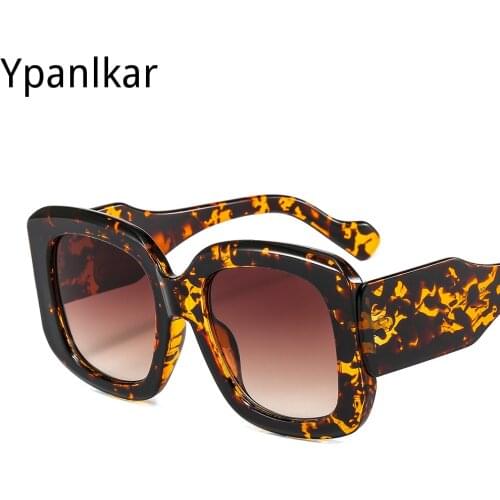 Big Frame Sunglasses Oversized Square Vintage Glasses Leopard Shades Retro Brand Designer Gradient Sun Glasses Female
