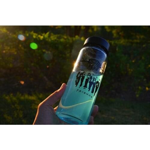 TV Friends Central Perk Sport Glass Water Bottle Collectible Coffee Tea Milk Cups With Protective Bag Collection 500ML Bottle