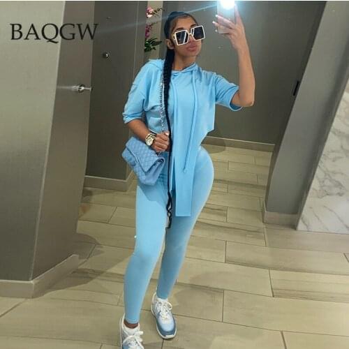 Casual Short Sleeve Sweatshirt Sports Two Piece Suit Summer Irregular Hooded T-shirt + Pants Matching Sets Streetwear Outfits