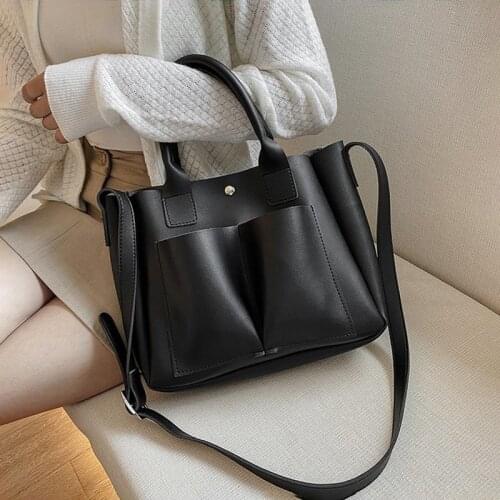 OLSITTI Double Pocket Small PU Leather Crossbody Bags For Women 2020 Solid color Shoulder Handbags Female Totes Lady Hand Bag