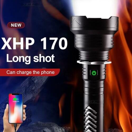 Newest Led Flashlight Torch XHP170 XHP90 USB Rechargeable Lantern Most Powerful Tactical Flash Light 18650 Waterproof Work Lamp