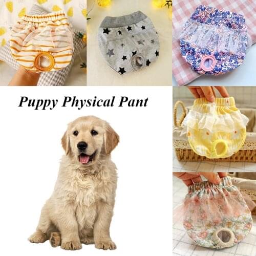 Cute Pet Dog Physiological Pants Floral Printed Lace Doggie Diapers Sanitary Pants for Female Small Dog Puppy Shorts Underwear