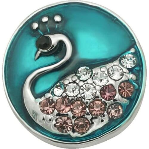 Fashion beauty Elegant Lovely Swan 20MM metal snap buttons charms fit DIY 18mm snap jewelry wholesale kz3316