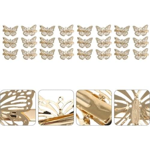 24pcs Hair Clips Delicate Hair Barrettes Hairpins Butterflies Side Hair Clamps