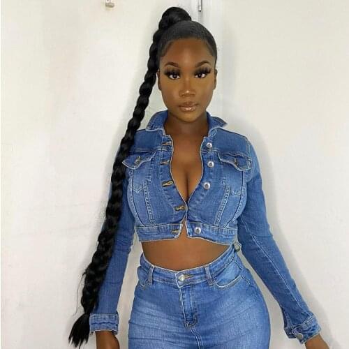 2021 Women Short Denim Jacket with Single-breasted Buttons Pocket Decoration Summer Clothing For Shopping Dating Vacation