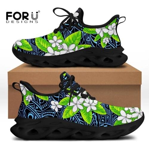 FORUDESIGNS Polynesian Hibiscus Pattern Women Casual Sneakers Lace Up Flats Lady Walking Shoes 2021 Spring Fashion Footwear