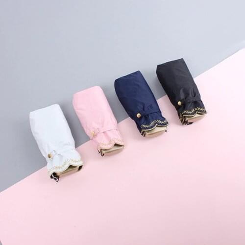 Lace Women Rain Mini Pocket Umbrella Five-Folding Waterproof Sun Parasol Anti-UV Vinyl Umbrellas UV Protection