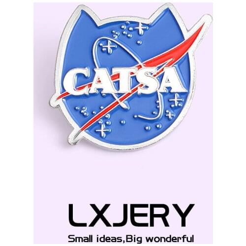 LXJERY CATSA Blue Cat Planet Pin Badge On Backpack Cartoon Lovely Brooch Pins For Clothes Broche For Women Girls Gift