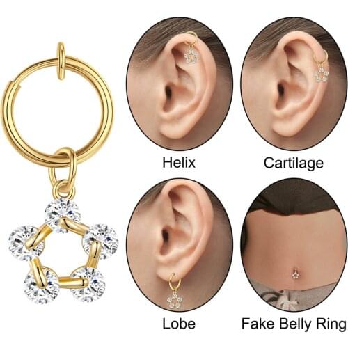 Gold Clip on Fake Navel Clip Belly Button Rings Fake Earrings Belly Piercing Ombligo Non Piercing Navel Ring Body Jewerlry
