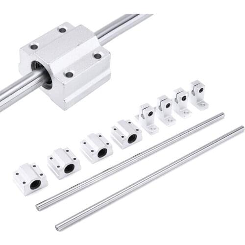 1Set 8mm 300mm Linear Rail Chrome Plated Shaft With SK8 SCS8UU Guide Support Bearing Slip Motor Linear Bearing Aluminum Blocks