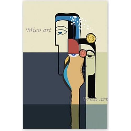 100% Hand-painted Abstract New Design Figure Face Oil Painting Living Room Decoration Canvas Abstract Wall Decor Art Unframed