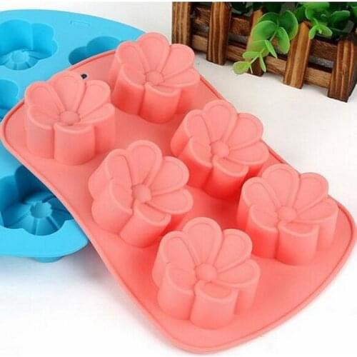 100pcs/lot,6 Holes flower shape Chocolate Mold DIY Silicone Cake Decoration Mold Jelly Ice Baking Mould Chocolate Mold