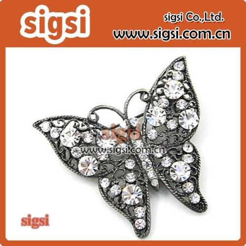 100pcs metal acrylic butterfly clear rhinestone animal wedding brooch pin