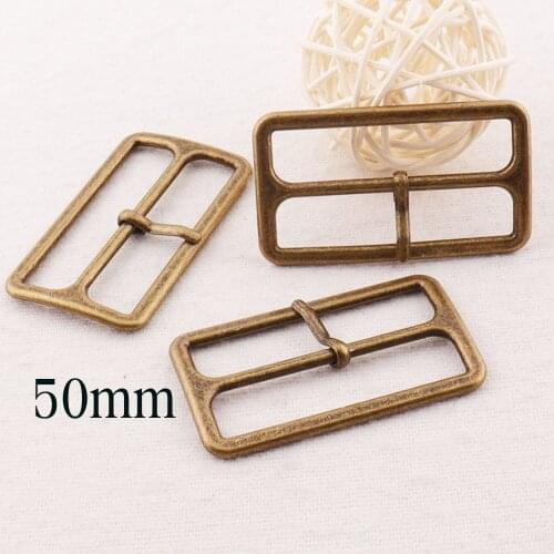 2" Antique Bronze Strap Buckle 6 PCS Fasteners Belt Buckle 50mm Square Center Bar Buckles Bag Luggage Straps