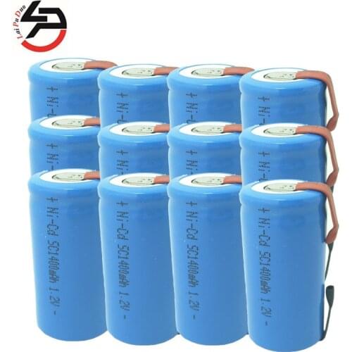 SC Battery Cell Subc Batteria Rechargeable NI-CD 1400mAh 1.2V Power Bank SC Accumulator 12 Pack