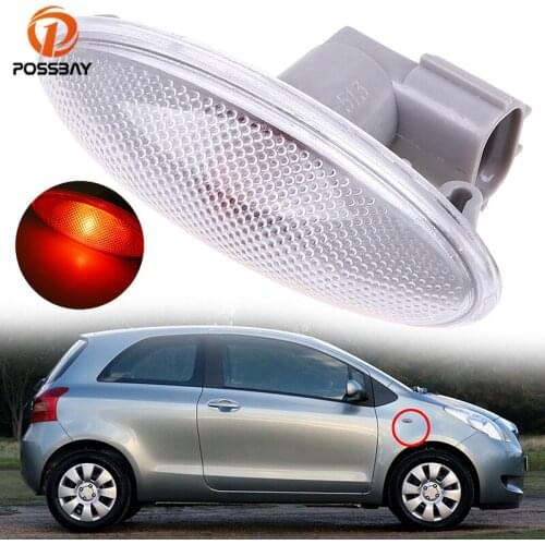 POSSBAY Car Side Turn Signal Light Fender Lamps Amber Indicator Lights for Toyota Yaris 2007 2008 2009 2010 2011 Strobe Lamp