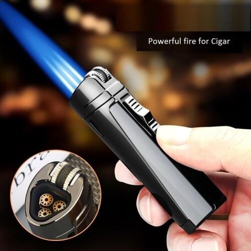 Free shipping Windproof Butane Lighter Cigar Lighter encendedor Cigarette Triple Torch lighter can be Customers