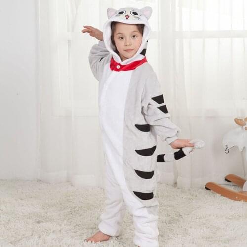 Chi Cat Kigurumis Child Onesie Kid Animal Overall Boy Girl Winter Sleep Suit Flannel Soft Cute Festival Pajama Kitty jumpsuit