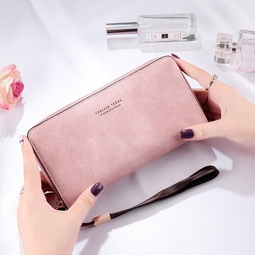 New Style Ladies Wallet Fashion Trend Soft Can Hold Mobile Phone Pu Leather Large Capacity Ladies Elegant Pure Color Wallet