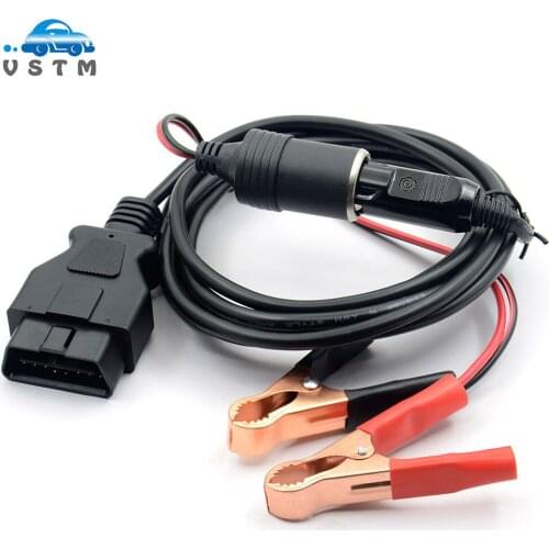 New OBDII Vehicle ECU Emergency 12V Power Supply Cable Memory Saver with Alligator Clip EC5 Converter for Vehicle Car Auto Cable