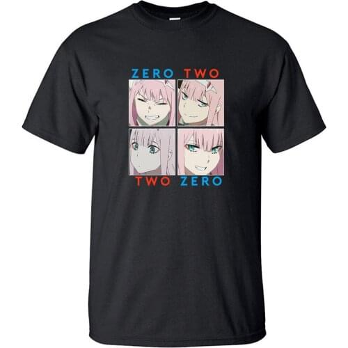 Darling In The FranXX Zero Two Moods Anime Cotton T Shirt Vintage Cool Fun T Shirts Retro Funny Short Sleeve Top Men Tshirt