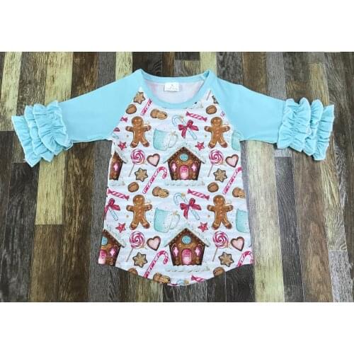 Children fall Boutique Christmas Girl lovely gingerbread man candy cane clothing collection