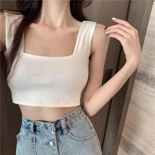 Square Neck Sleeveless Summer Crop Top Casual Basic T Shirt Off Shoulder Cami Sexy Backless Tank Top Ladies T-shirt Gothic y2k
