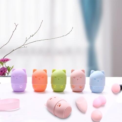 Beauty Powder Puff Blender Holder Sponge Makeup Egg Drying Case Portable Soft Silicone Powder Puff Drying Holder for Container