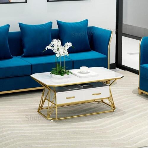 Marble Coffee Table Small Apartment Nordic Luxury Living Room Home Storage Modern Sofa Table And Chair Combination Multi-layer T