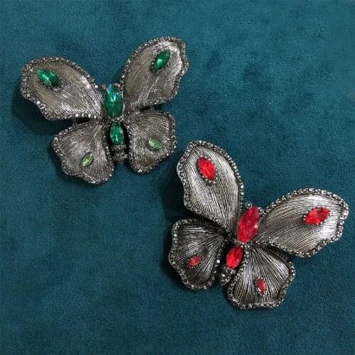 Muylinda Antique Silver Big Butterfly Brooches And Pins Women Banquet Crystal Pins Clothes Jewelry Gift For Women