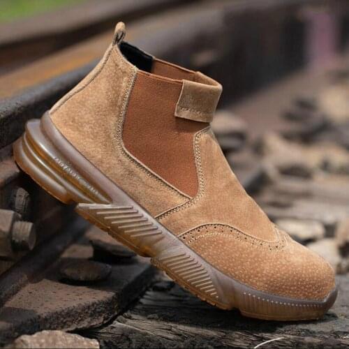 X13 Men shoes Leather Brock Casual Slip-on Work shoes Puncture-Proof Breathable safety Shoes Steel Toe indestructible Work Shoes