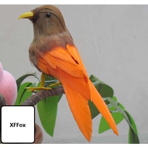 New real life turned bird model foam&feather simulation vivid brown&orange doll gift about 13cm xf0802