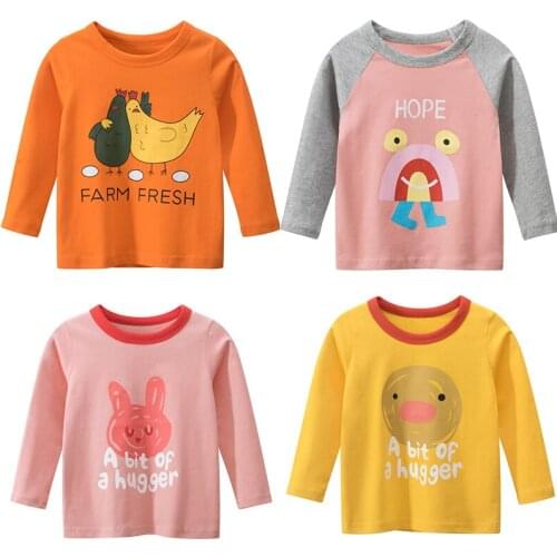 New Spring Autumn Long Sleeve T Shirt For Boys And Girls T Shirt For Children Cute Cartoon Animal Colorful Raglan Sleeves Shirt
