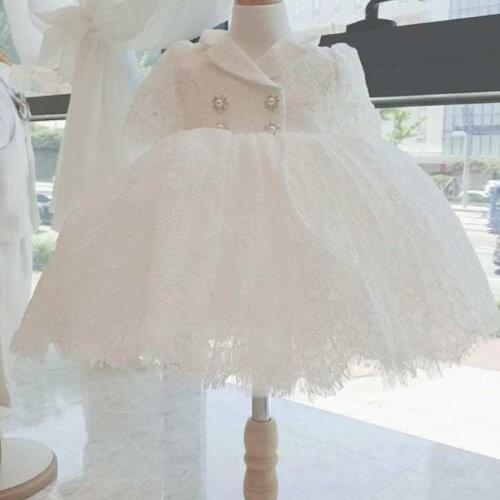 Baby Girl clothing for Baptism Princess Dress Birthday Party Wedding Evening Gown kids Pageant Lace dress for girl vestidos L295
