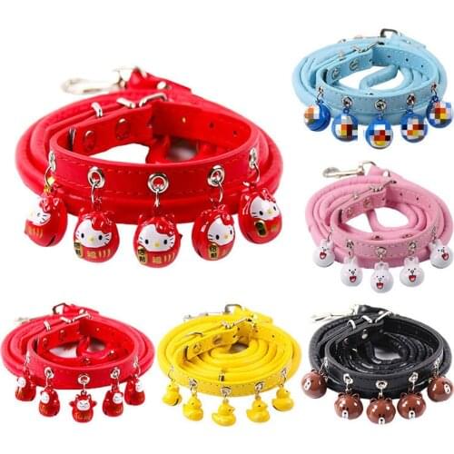 Cat Collar with Bell Dog Leash and Harness Set Pet Dog Collar Puppies Supplies Collar for Dog Outdoor Training for Small Dog