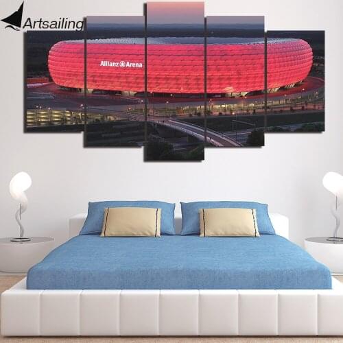 5 piece canvas painting munich germany allianz arena HD posters and prints canvas painting for living room free shipping XA2209B