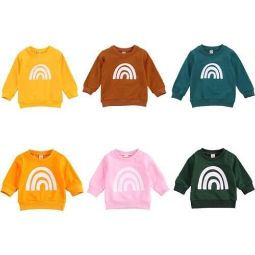 0-6Years Toddler Baby Boy Girl Casual Sweatshirts Long Sleeve Crew Neck Rainbow Printed Pullover Tops