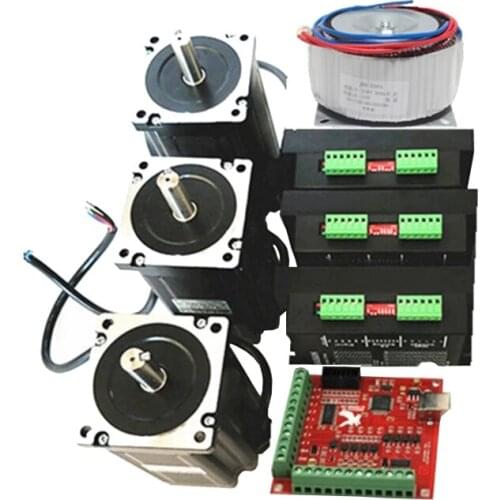 CNC Router 3 Axis kit DM860H Stepper motor driver+ NEMA34 motor +600W Transformer + 4 axis interface boar