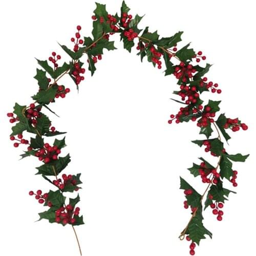 Christmas Simulation Leaf Wall Hanging Door Decoration Artificial Plant Wedding Decorations 170cm Red Fruit Wreath Fake Flower