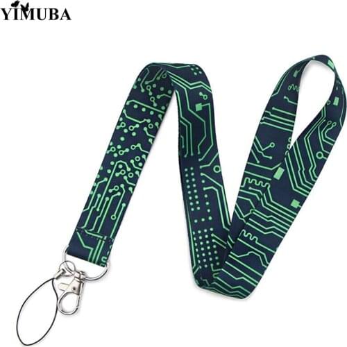 YIMUBA Computer Circuit Board Print Lanyards Keychain USB ID Card Bagde Holder Phone Neck Straps Computer Geekery Nerd Key Chain