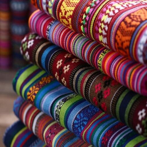 Thicken Cotton Linen Bohemian Print Upholstery Fabric for Curtain Safa Home Textile 50x150cm