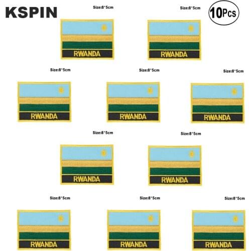 Rwanda Flag Embroidery Patches Iron on Saw on Transfer patches Sewing Applications for Clothes in Home&Garden